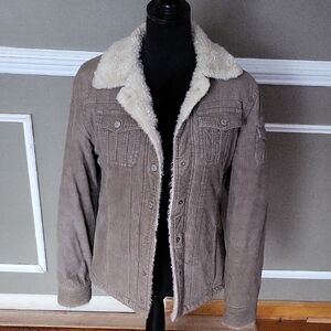 Vintage Guide Series Corduroy Women's Tan Sherpa-Lined Jacket Size XS